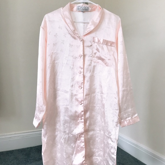 Silk pink nightgown midi dress - Picture 1 of 9